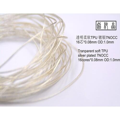 Soft TPU silver plated 7NOCC DIY earphone fever cord base 16 core*0.08mm OD:0.9mm