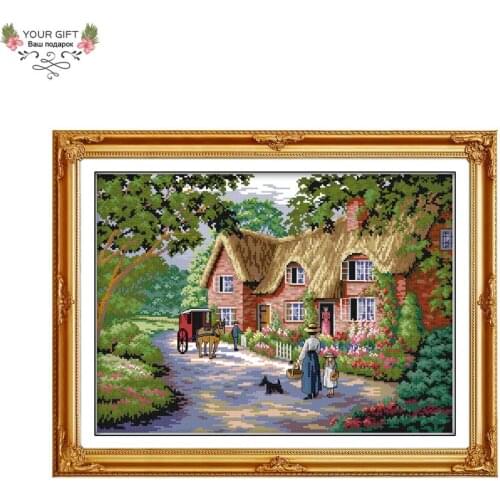 Joy Sunday Country House Home Decoration F114 14CT 11CT Counted Stamped Life in Countryside Cross Stitch Kit