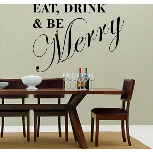 Wall Art Decal Eat Drink and Be Merry Quote Vinyl Wall Sticker Kitchen Home Decor Dining Lounge Restaurant Mural Removable S1031