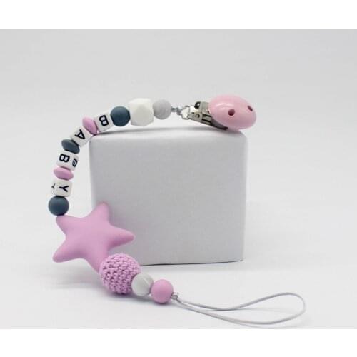 New Silicone Baby Pacifier Clips Letter Shape DIY Colorful Pacifier Chain for Baby Teething Soother Chew Toys Dummy Clip Holder