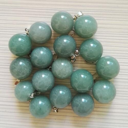 14MM fashion Aventurine round ball natural stone pendant Necklace charm DIY Jewelry accessories 12pcs/lot free shipping