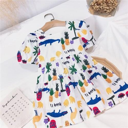 Girl Dress 2021 Printed Summer Casual Princess Children School Clothes Brief Kids Sundress 1-7T Christmas Toddler Spring Outfit