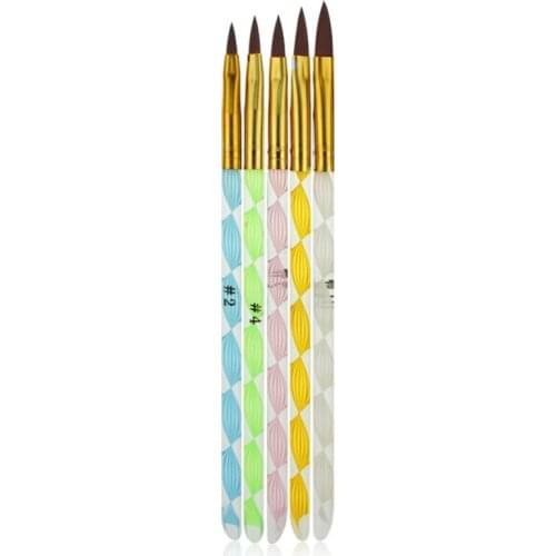 Practical Nail Art Brushes Uv Gel Builder Painting Dotting Pen Carving Decor Manicure Tool 5Pcs/Set