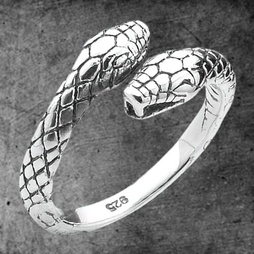 Stainless Steel Silver Color Simple Double Snake Ring For Women Men High Polish Fashion Jewelry