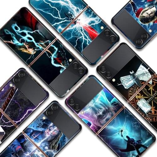 Thor marvel hero Shockproof Cover for Samsung Galaxy Z Flip Flip3 5G Black Phone Case Shell Hard Fundas Coque Capa