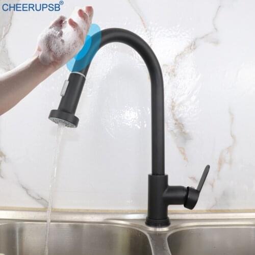 Modern Touch Faucet Kitchen Sink Smart Sensor Tap Hot Cold Water Mixer Intelligent Crane Pull Down Flexible Faucets with Sprayer