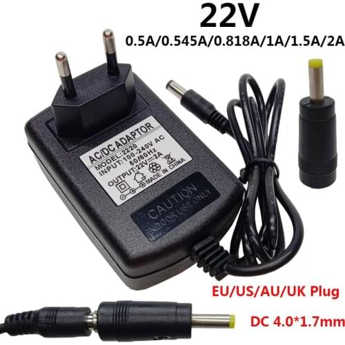 AC DC 4.0x1.7mm 22V Universal AC DC Power Adapter 0.5A 500mA 0.545A 545mA 0.818A 818mA 1A 1.5A 2A 22 volt ac/dc Power Supply