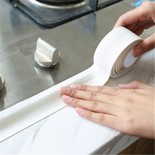 3.2mx38mm Bathroom Shower Sink Bath Sealing Strip Tape White PVC Self adhesive Waterproof Wall Sticker for Bathroom Kitchen