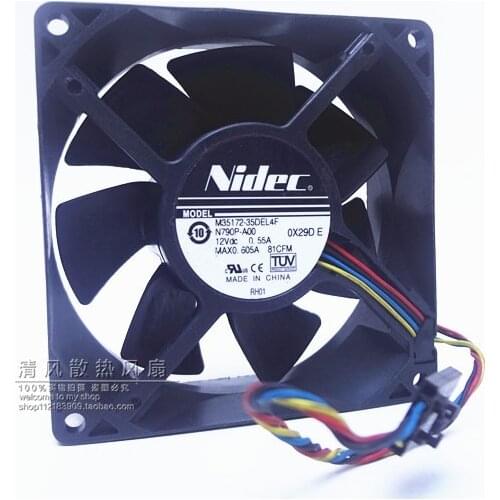 Nidec M35172-35DEL4F A790P-AOO DC 12V 0.55A 90x90x32mm 4-wire Server Cooling Fan