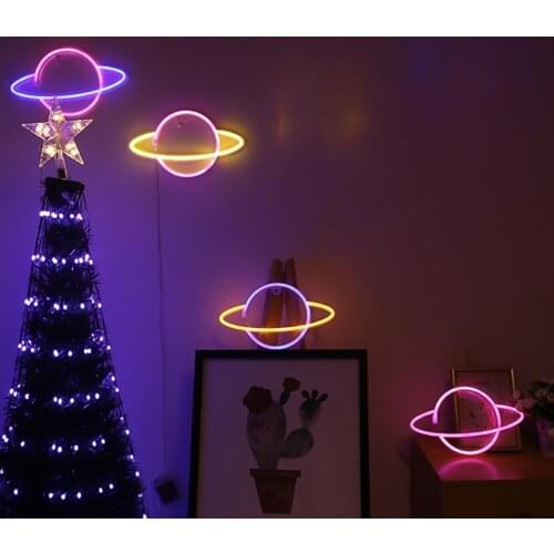 Planet Shaped High Brightness Colorful LED Light Neon Sign Lamp Decoration Wedding Party Wedding Decoration Xmas Gift Neon Lamp