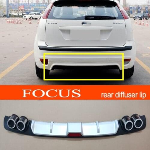 Focus 05-11 ABS Plastic Silver / Black Car Rear Bumper Rear Diffuser Spoiler Lip for Ford Focus 2005-2011 Hatchback