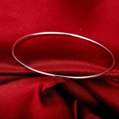 Women 925 Sterling Silver fine Simple circle bangle bracelet Fashion Party Popular brands Jewelry girl student Christmas gifts
