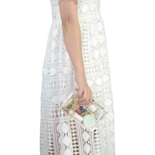 Women Cute Clear Acrylic Box Clutch Crossbody Purse Evening Bag