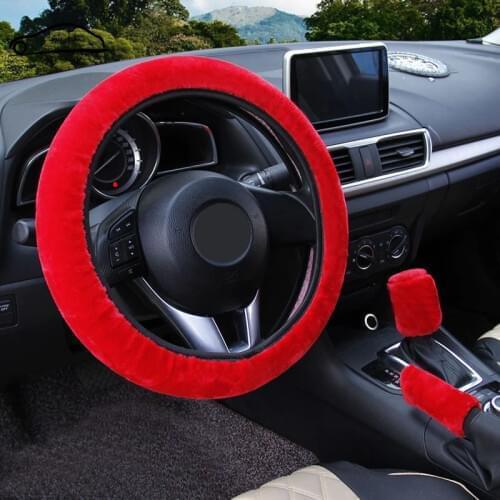 Winter Steering Wheel Cover+Handbrake Cover + Car Automatic Covers / Warm Super Thick Plush Gear Shift Collar