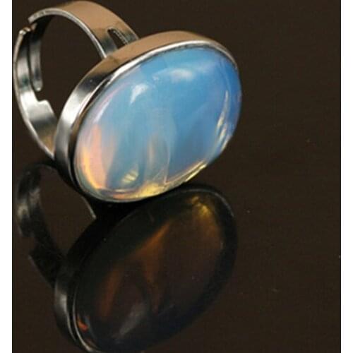 1pc Generous Opal Crystal Moonstone Quartz Gem Stone Oval Finger Ring for Women Charm Ring Jewelry