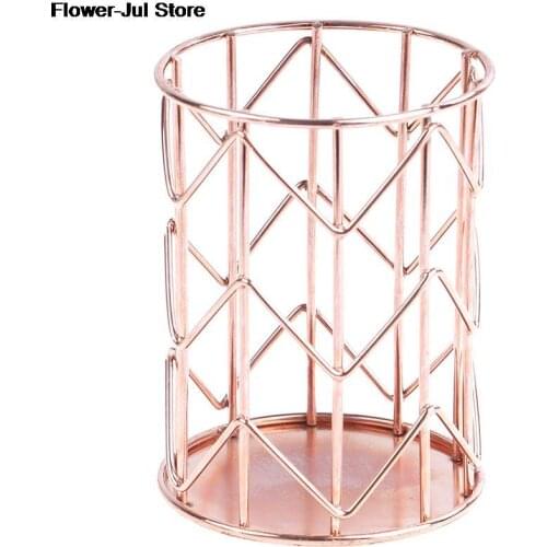 1pc Rose Gold Home Desk Stationery Decor Pen Pencil Pot Holder Container Organizer 10.5 x 8cm
