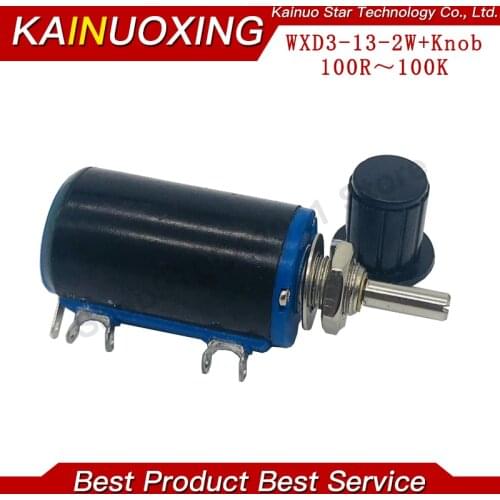 1pcs WXD3-13 2W Potentiometer + 1 knob 100 200 220 470 680 1K 2.2K 3.3K 4.7K 5.6K 6.8K 10K 22K 33K 47K 100K Ohm WXD3-13-2W