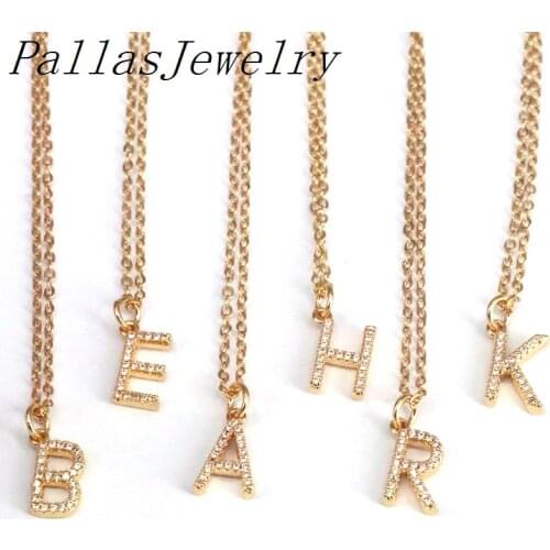10Pcs Micro Pave CZ Alphabet Letters Pendant, Initials Charms Jewelry Necklace Pendant