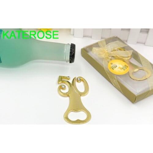10PCS Gold Number 50 Beer Bottle Opener Wedding Party Giveaways Birthday Anniversary Keepsake