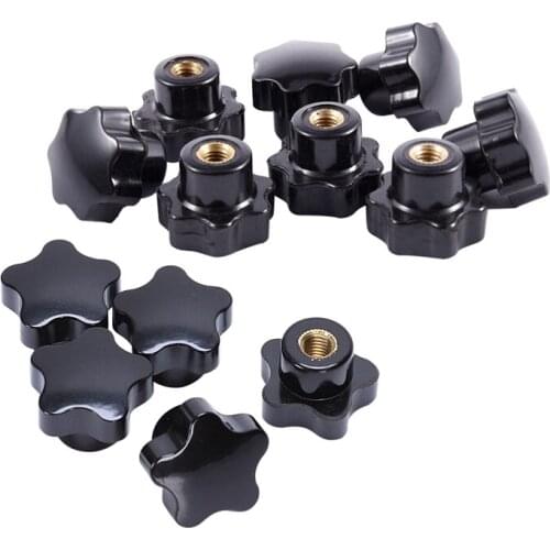 13 Pcs Female Thread Plastic Star Head Clamping Knob Jig Black, 8 Pcs M6 & 5 Pcs M8