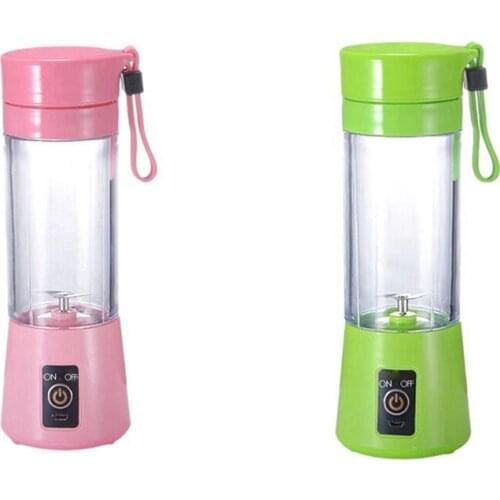 2Set Electric Fruit Juicer Blender USB Personal Milk Smoothie Maker Mixer Cup For Home Office Picnic,Green & Pink