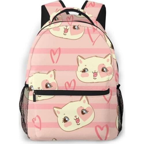 2020 OLN Backpack Women Shoulder Bag Cute Cat Heads Fashion School Bag For Teenage Girl Backpacks Travel Bag