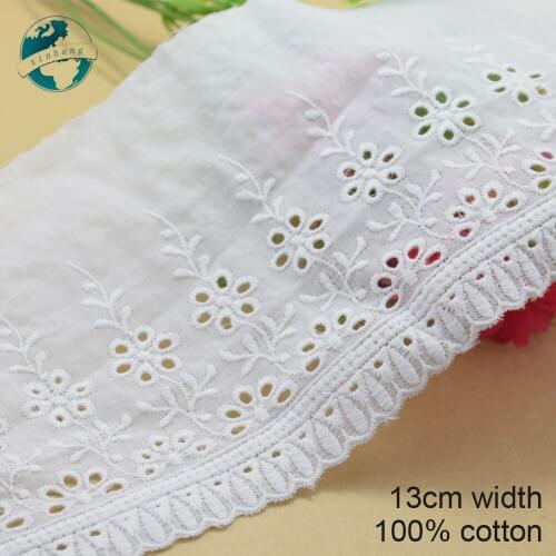 3yards 13cm 100% Cotton embroid lace sewing ribbon french lace diy guipure trim fabric warp knitting DIY Garment Accessories3305