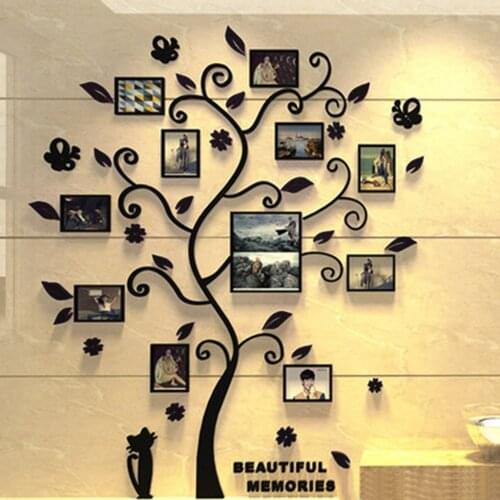 3D DIY Photo Frame Tree PVC Wall Stickers Decal Family Sticker Mural Art Self-adhesive Home Room Background Wallpaper Decoration