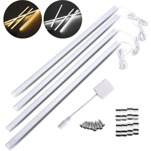 4Pcs 50cm DC12V LED Under Cabinet Lighting LED Bar Lights Kitchen Cabinet Strip Lights for Cupboard Wardrobe Shop counter