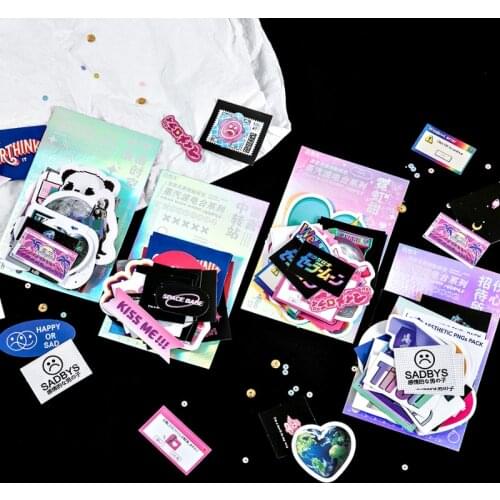 40Pcs/Pack Purple Series Stickers Aesthetic Stickers Decorative Ablum Diary Squared Paper Stickers For Children Stationery