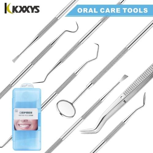 5pcS/set Stainless Steel Dental Mirror Dental Tool Set With Bag Mouth Dental Kit Instrument Oral Care Dentist Prepare Tool