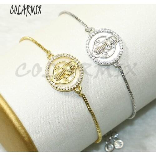 8 Pcs Religion jewelry God charm bracelets Jesus bracelets mix colors charm bracelets zircon accessories jewlery for women 9573