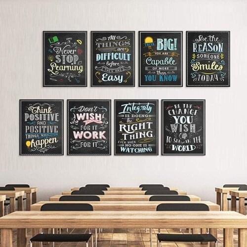 English Famous Quote Wall Art Pictures Blackboard Inspirational Phrase Poster Office Classroom Study Decoration Canvas Painting