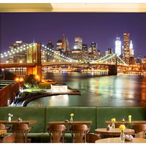 Beibehang Custom wallpaper 3D Photo mural Living Room Bedroom Bridge night view Mural 3d Large Corridor TV Background wall paper