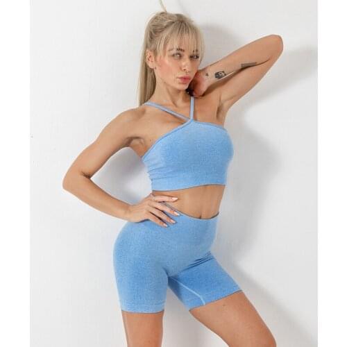Seamless Sports Yoga Fitness Suit 2 PCS Womens 10 Colors Gym Set Sports Bra + Short Women Skinny Sports Set
