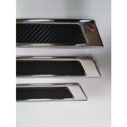FOR Peugeot 5008 Carbon Door Sill Protection Carbon + Chrome 4 Piece Chrome Styling Digits Accessory Modified Makeup