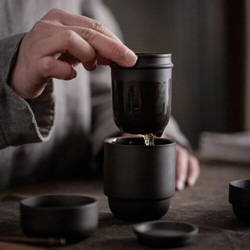 Travel Kung Fu Tea Set Purple Sand Portable Teapot Ceramic Teaset Gaiwan Tea Cups of Tea Ceremony Tea Pot With Travel Bag