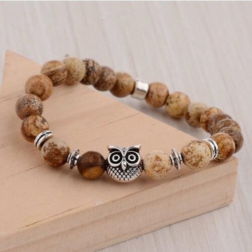 Classic Natural Stone Bracelets Bangles Mens Bracelets Homme 2019 Owl Animal Turquoises Bracelet Bangles For Women