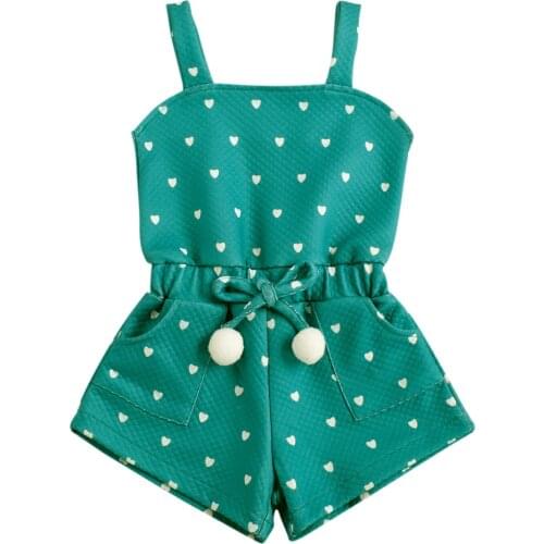 Citgeett Summer Kids Baby Girls Romper Clothes Heart Print Sleeveless Strap Pants Jumpsuit Clothes
