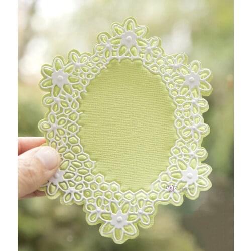 Mmao Crafts Metal Steel Cutting Dies New 2Pcs Oval flower frame Stencil For DIY Scrapbooking Paper/photo Cards Embossing Dies