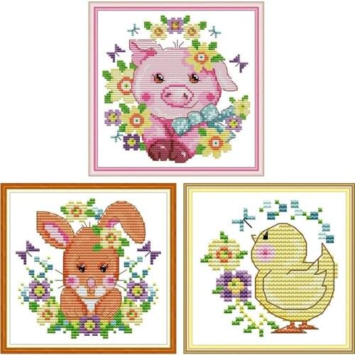Joy Sunday Happy Farm Counted Cross-stitch 11CT 14CT DIY Handwork Print Cloth Cross Stitch Kits Embroidery Home Decoration
