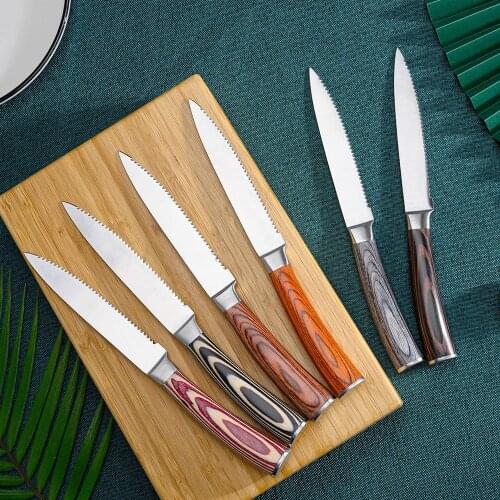 6-piece Steak Knife Set Japanese Stainless Steel Steak Knife Pakka Wooden Handle Bamboo Storage Box