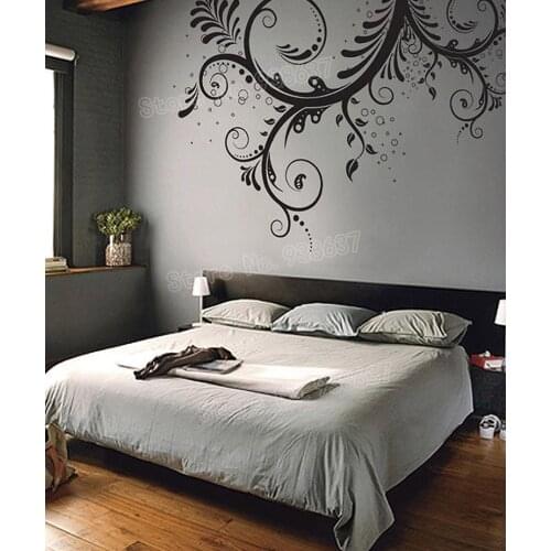 Flower Floral Swirl Wall Art Stickers Living Room Removable House Wall Glass Ornament Decals Vinyl Wall Decal Bathroom ZB507