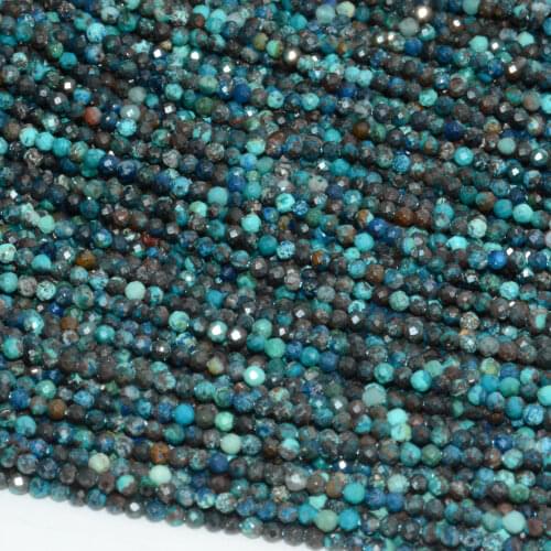 Natural Chrysocolla Faceted Round Beads 2.3mm