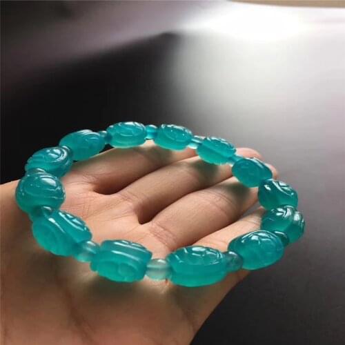 Genuine Natural Ice Amazonite Mozambique Carved Beads Bracelet 11mm AAAAA