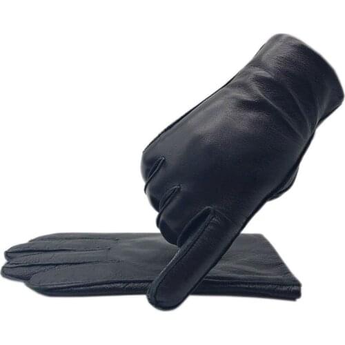 Gloves Winter Mens Fashion New Sheepskin Gloves Machine Stitched Autumn Black Leather Goatskin Driving Warmth Super soft inner
