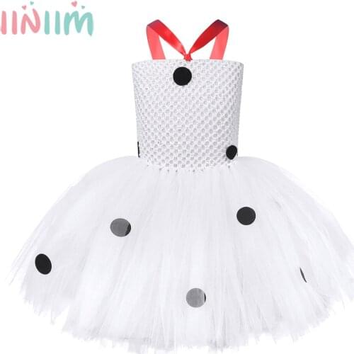 Dalmatian Girl Tutu Dress Polka Dot Tulle Princess Birthday Party Dress Christmas Halloween Costumes Dalmatian Dog Girl Dress Up