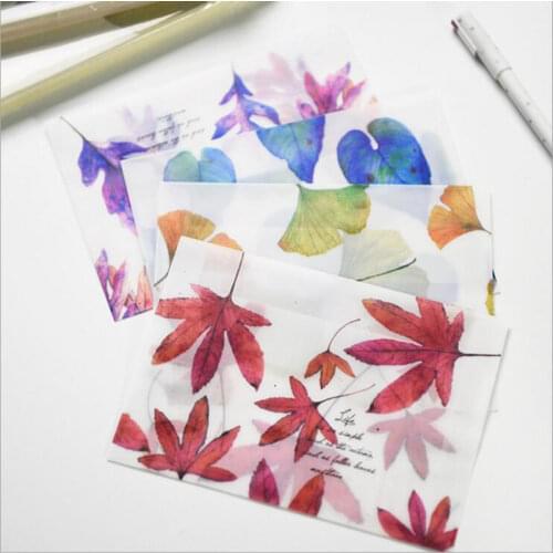 96pcs/lot Song of Fallen Leaves Translucent Envelope Message Card Letter Gift Envelope School Office Supplies