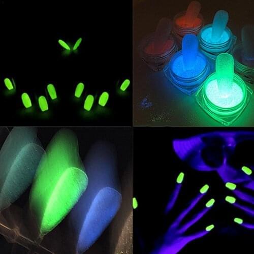 Nail Powder Bright Nail Art Glow In The Dark Sand Nail Glitter Fluorescent Powder Pigment Shiny Dust Luminous Nail Art Decoratio