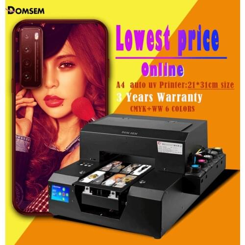 DOMSEM A4 uv Printer with Software for Phone Case PVC Glass Acrylic Metal uv Printing Machine A4 uv Flatbed Printer